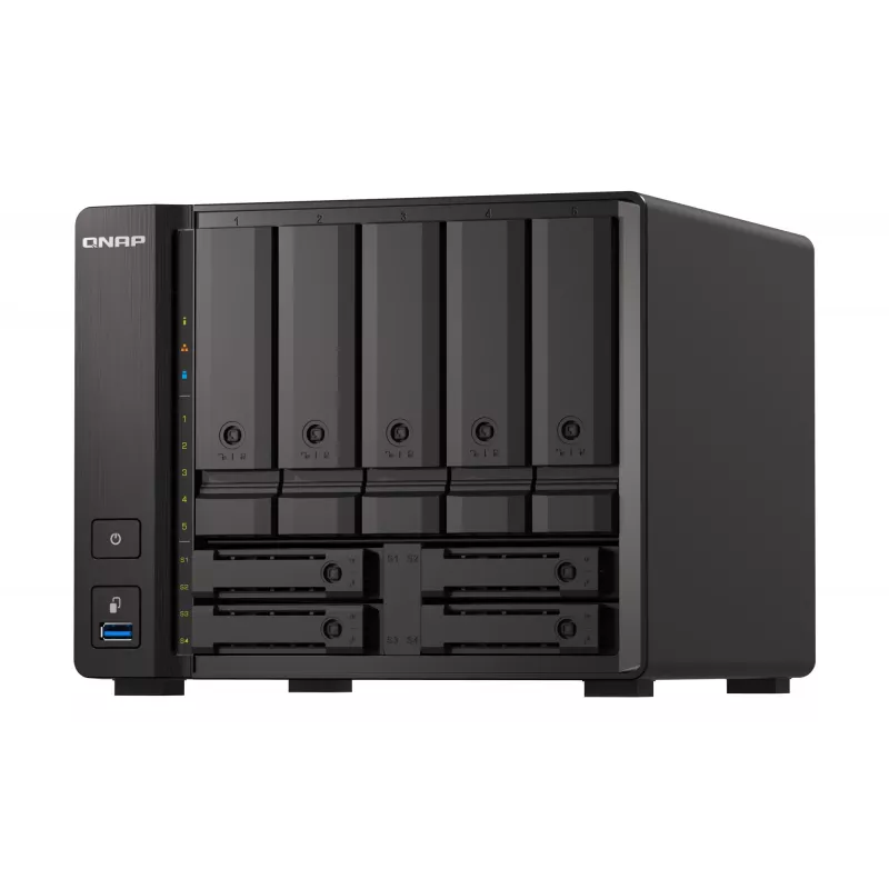 QNAP TS-H973AX NAS tower Ryzen Embedded V1500B 8 GB DDR4 0 TB QuTS hero Black