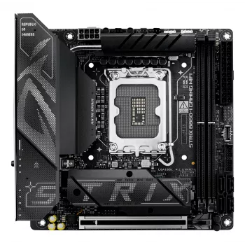 Moederbord ASUS ROG STRIX B860-I GAMING WIFI — Intel B860, LGA 1851, mini ITX, 2× DDR5 DIMM (tot 128 GB), Wi‑Fi 7, 2.5Gb LAN