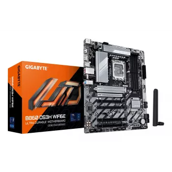 GIGABYTE B860 DS3H WIFI6E moederbord - Intel Core Ultra Series CPU's, 8+1+2+2 fasen VRM, tot 9066MHz DDR5, 1xPCIe 5.0 + 1xPCIe 4.0 M.2, 2.5GbE LAN, WIFI 6E, USB 3.2 Gen 2x2