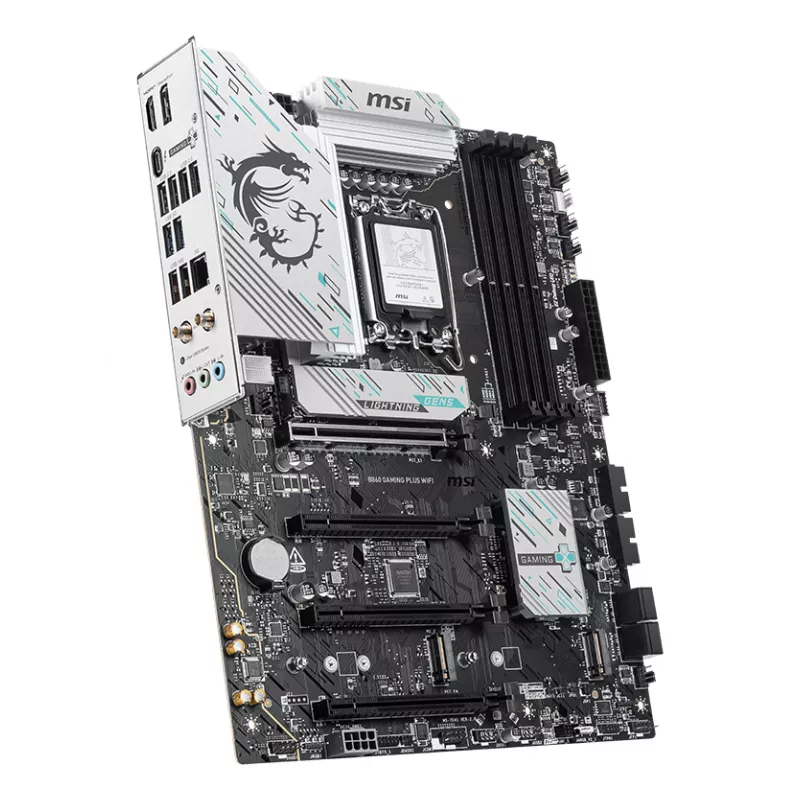 Moederbord MSI B860 GAMING PLUS WIFI — Intel B860, LGA 1851, ATX, DDR5, 4x DIMM, 3x M.2, Wi‑Fi 7, 5GbE