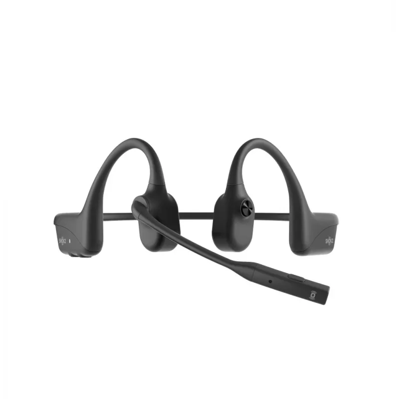 Headset Shokz OpenComm2 UC 2025 — draadloze botgeleiding-oortelefoon-headset, 16 uur gesprekstijd, USB Type-A/Type-C, ANC, 29 m bereik, zwart