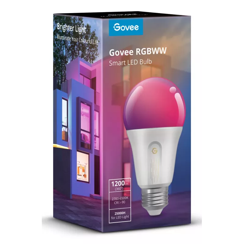 Govee H60093C1 slimme gloeilamp, 1200 lm, wlan & bluetooth, 12 W, E26, wit