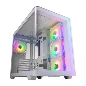 FSP M580-WA Behuizing Midi Tower mITX, mATX wit ARGB, Midi Tower, PC, wit, ATX, micro ATX, Mini-ITX, glas, SPCC, gaming