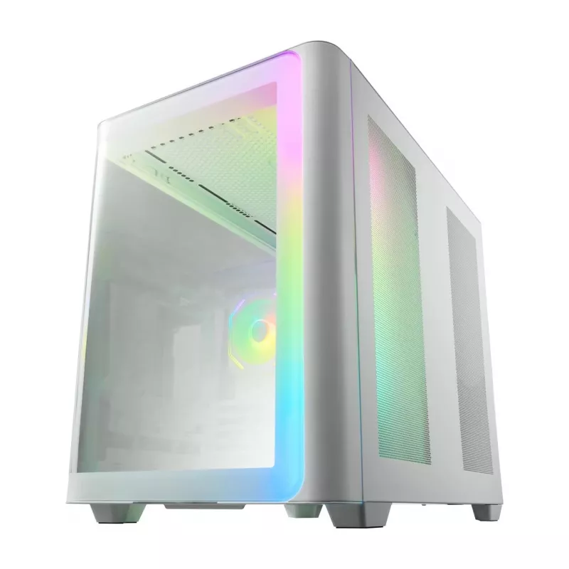 FSP M580-WA Behuizing Midi Tower mITX, mATX wit ARGB, Midi Tower, PC, wit, ATX, micro ATX, Mini-ITX, glas, SPCC, gaming