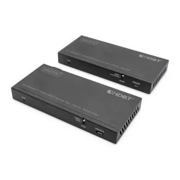 DIGITUS HDBaseT KVM-extender set. 150m 4K/60Hz. USB 2.0. PoC. IR. zwart