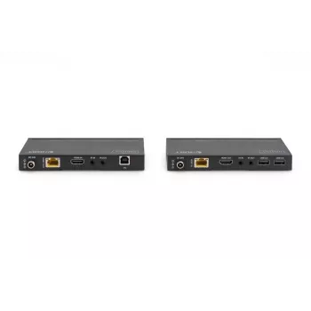 DIGITUS HDBaseT KVM-extender set. 150m 4K/60Hz. USB 2.0. PoC. IR. zwart