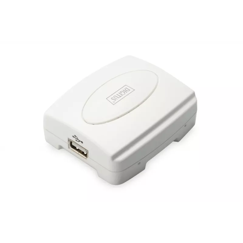 DIGITUS USB-printserver, 1-poort 1x RJ45, 1x USB A, USB 2.0 voor alle gangbare besturingssystemen