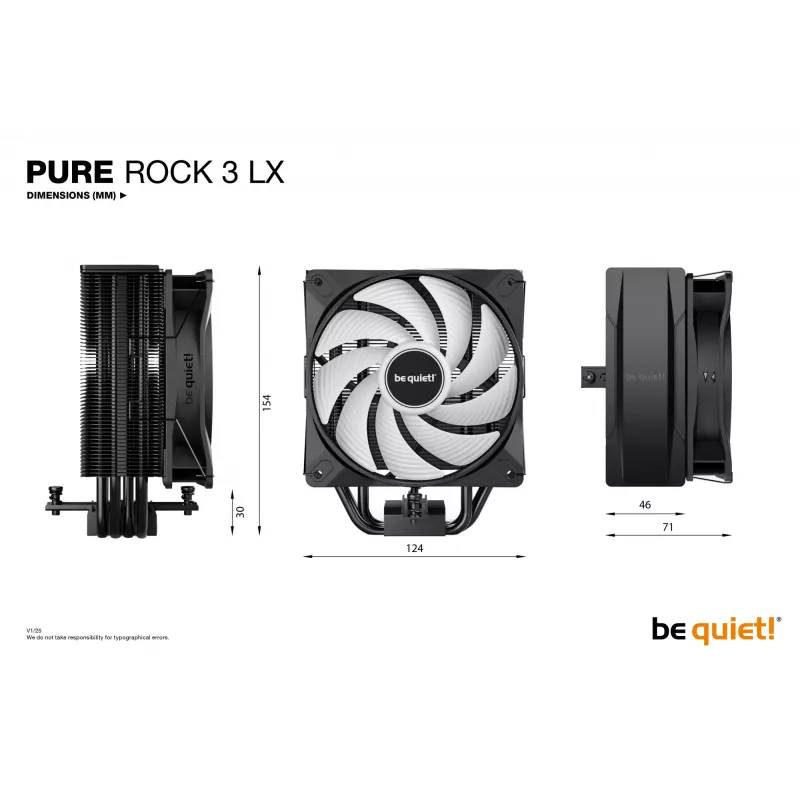 be quiet! Pure Rock 3 LX processorkoeler lucht 12 cm zwart 1 stk.