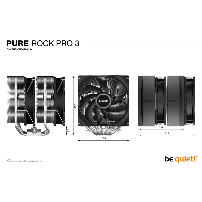 be quiet! Pure Rock Pro 3 processorkoeler lucht 12 cm zilver 1 stuk