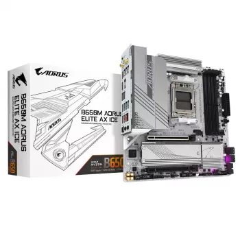 GIGABYTE B650M AORUS ELITE AX ICE moederbord - AMD Ryzen 9000-serie CPU's, 12+2+2 fasen VRM, tot 8000 MHz DDR5 (OC), 1x PCIe 5.0 + 1x PCIe 4.0 M.2, 2,5 GbE LAN, WLAN 6E, USB 3.2 Gen 2x2