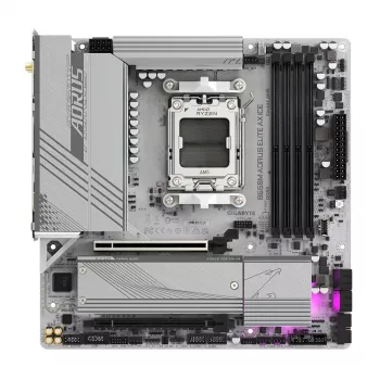 GIGABYTE B650M AORUS ELITE AX ICE moederbord - AMD Ryzen 9000-serie CPU's, 12+2+2 fasen VRM, tot 8000 MHz DDR5 (OC), 1x PCIe 5.0 + 1x PCIe 4.0 M.2, 2,5 GbE LAN, WLAN 6E, USB 3.2 Gen 2x2