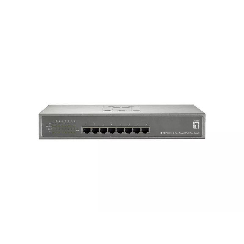 LevelOne 8-poorts Gigabit PoE switch, 802.3at/af PoE, 123,2 W