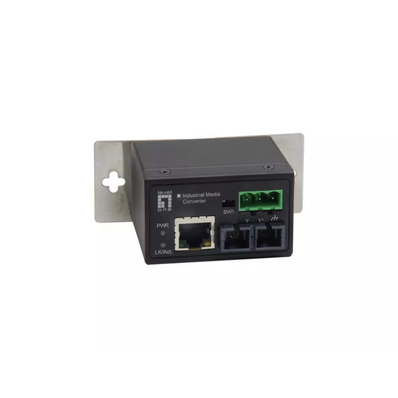 LevelOne RJ45 naar SC Fast Ethernet industriële mediaconverter, singlemode vezel, 30 km, -40 °C tot 75 °C