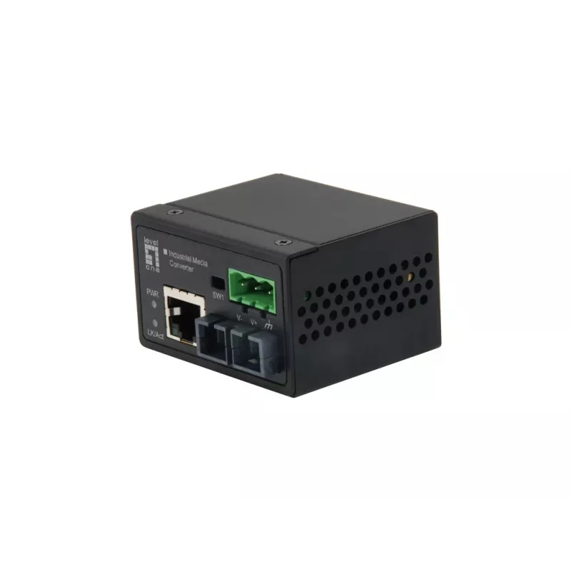 LevelOne IEC-4002 industriële mediaconverter RJ45 naar ST, Fast Ethernet 100 Mbps, multimode-glasvezel, 1310 nm, 2 km