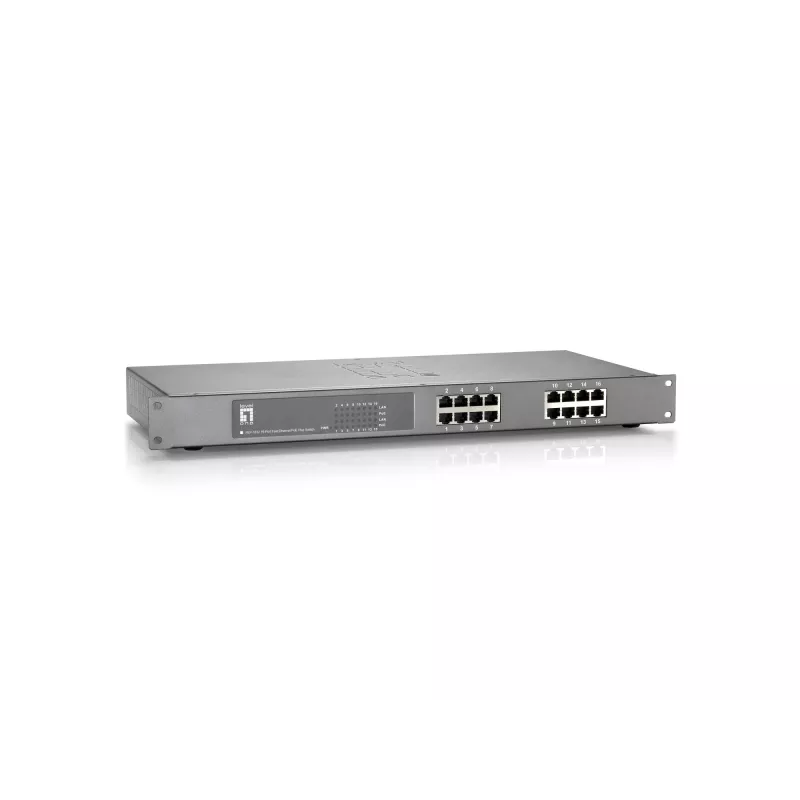 LevelOne 16-poorts Fast Ethernet PoE-switch, 802.3at/af PoE, 120W