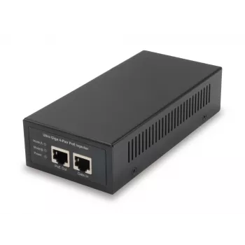 LevelOne Gigabit PoE-injector, 60 W, 802.3at/af PoE, Gigabit Ethernet, 10,100,1000 Mbit/s, IEEE 802.3af, IEEE 802.3at, IEEE 802.3bt, zwart, stroom, 60 W