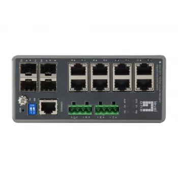 LevelOne TURING 12-poorts L3 Lite managed Gigabit industriële switch, 4 x SFP, DIN-rail, -40 °C tot 75 °C
