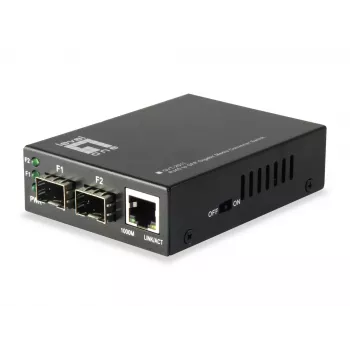 LevelOne RJ45 naar SFP Gigabit mediaconverter switch, 2 x SFP, 1 x RJ45