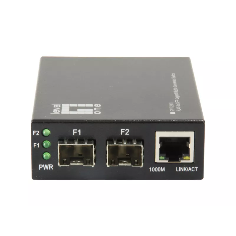 LevelOne RJ45 naar SFP Gigabit mediaconverter switch, 2 x SFP, 1 x RJ45