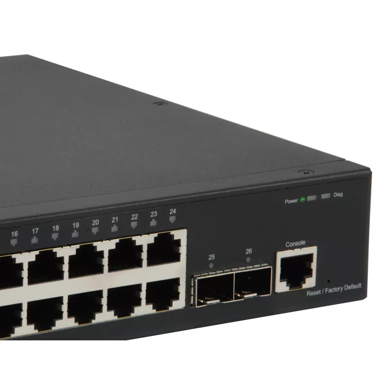 LevelOne KILBY 26-poorts L2 managed Gigabit-switch, 2 x 10GbE SFP+