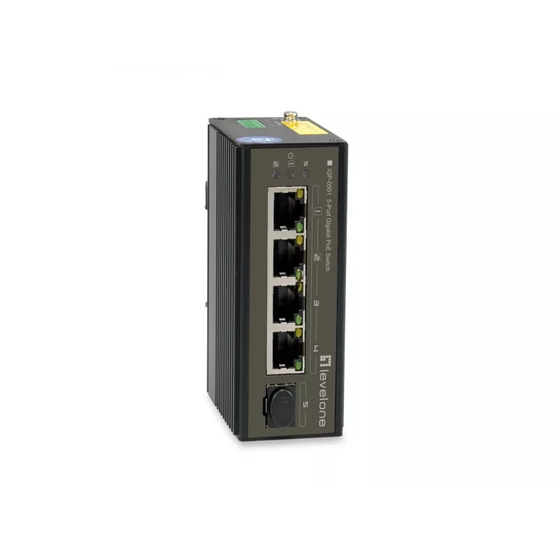 LevelOne 5-poorts Gigabit industriële switch, DIN-rail, -30 °C tot 65 °C