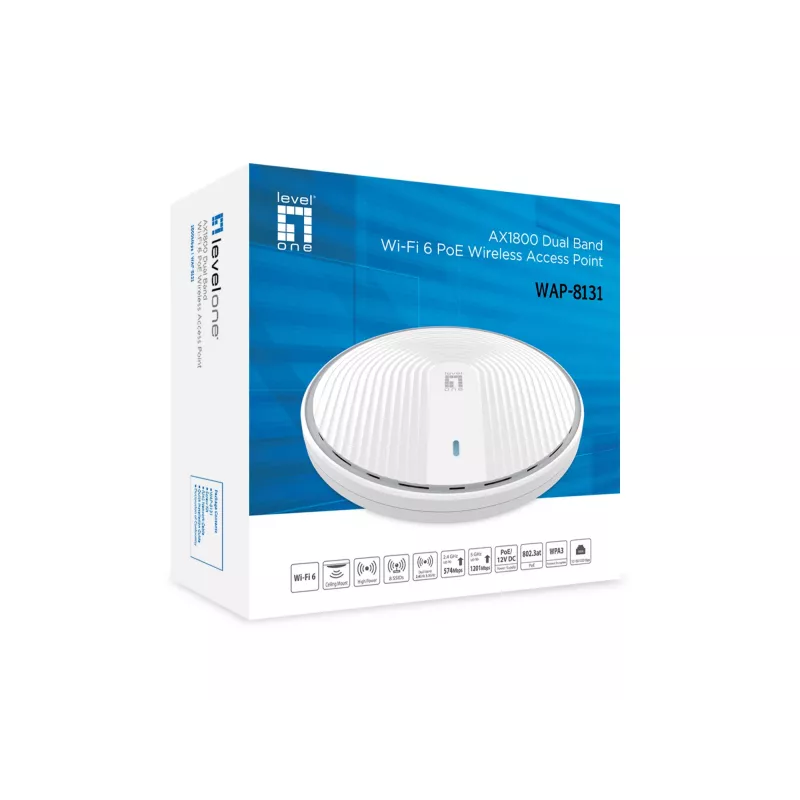 Wireless access point LevelOne AX1800 dualband Wi-Fi6 2.4GHz 5GHz