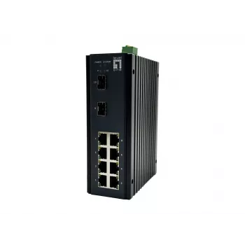 LevelOne 10-poorts L2 Plus managed gigabit industriële switch, 8x 1GbE RJ45, 2x 1/2.5GbE SFP, DIN-rail, -40°C tot 75°C