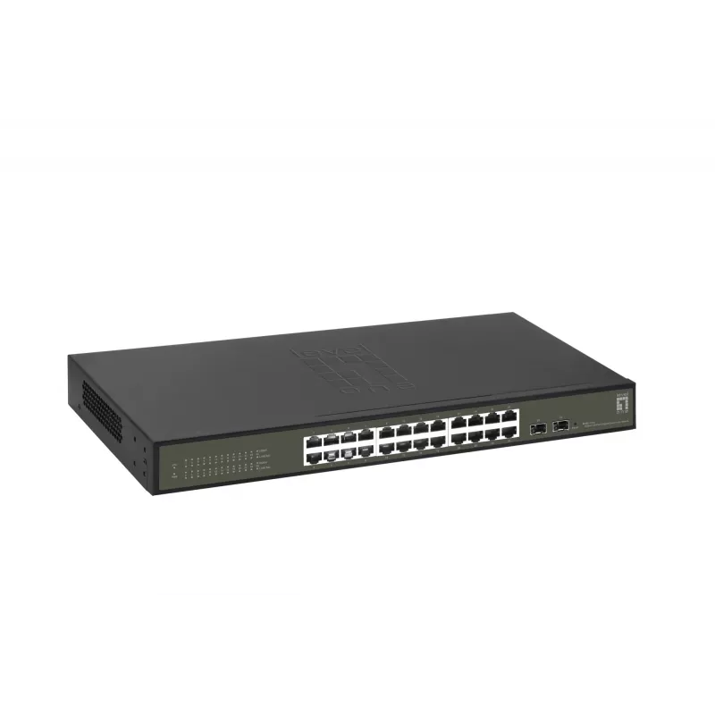 LevelOne Hilbert 26-poorts gigabit smart lite switch, 24 x gigabit RJ45, 2 x gigabit SFP