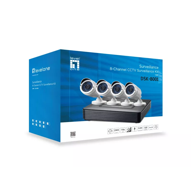 LevelOne DSK-8001 videobewakingsset bedraad 8 kanalen