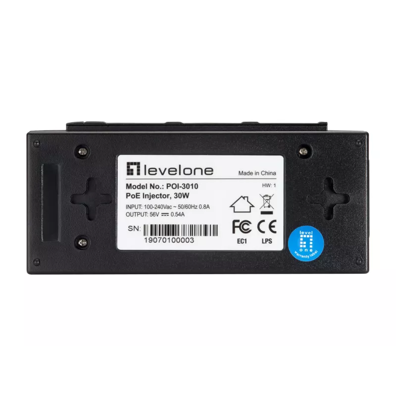 LevelOne POI-3010 PoE-adapter Fast Ethernet, Gigabit Ethernet 52 V