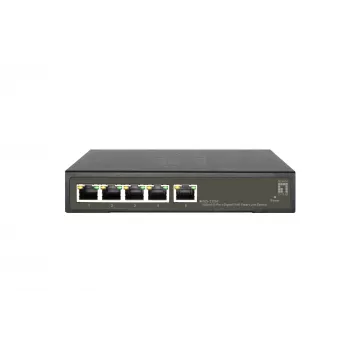 LevelOne Hilbert 5-poorts gigabit PoE smart lite switch, 802.3at/af PoE, 4 PoE-uitgangen, 60W PoE-vermogensbudget
