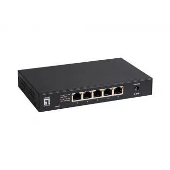 5-poorts unmanaged 2.5G Ethernet-switch LEVELONE GEU-0525 — 5× 2.5G RJ-45, unmanaged, 25 Gbit/s switching, wandmontage