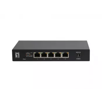 5-poorts unmanaged 2.5G Ethernet-switch LEVELONE GEU-0525 — 5× 2.5G RJ-45, unmanaged, 25 Gbit/s switching, wandmontage