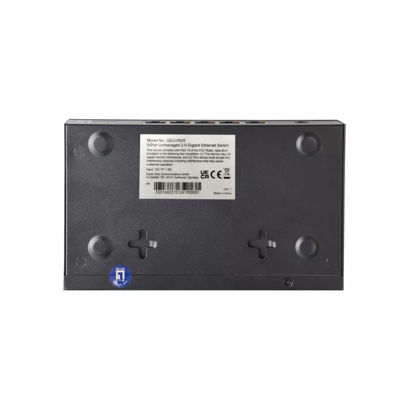 5-poorts unmanaged 2.5G Ethernet-switch LEVELONE GEU-0525 — 5× 2.5G RJ-45, unmanaged, 25 Gbit/s switching, wandmontage