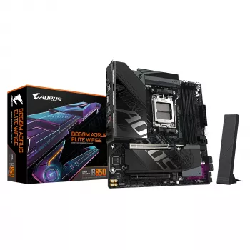 GIGABYTE B850M AORUS ELITE WIFI6E moederbord - AMD Ryzen 9000 Series CPU's, 12+2+2 fasen Digital VRM, tot 8200MHz DDR5 (OC), 1xPCIe 5.0 + 1xPCIe 4.0 M.2, WIFI 6E, 2.5GbE LAN, USB 3.2 Gen 2