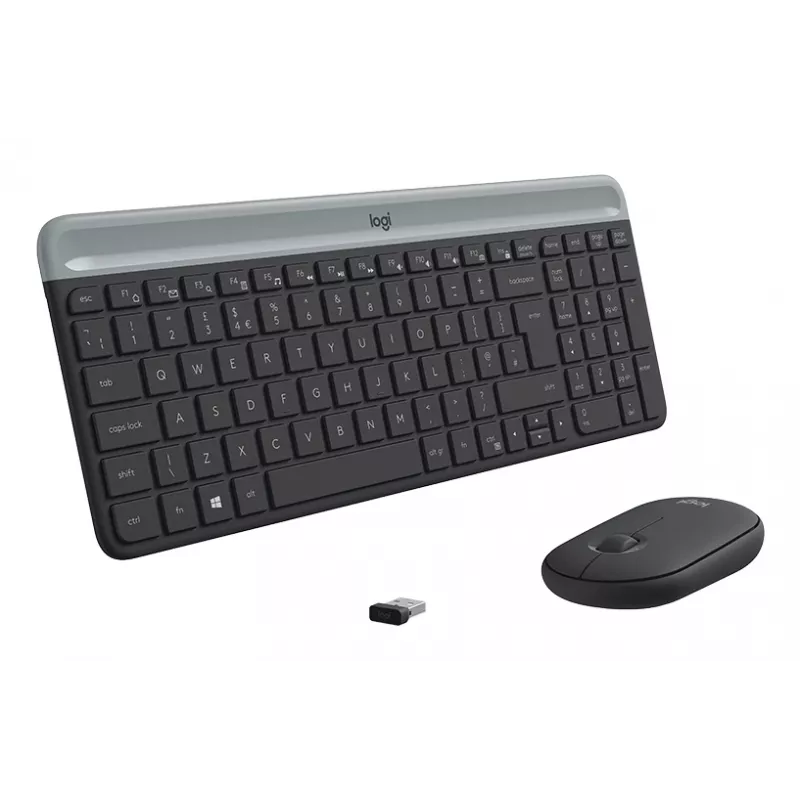 LOGITECH slank draadloos toetsenbord en muis combo Mk470 - Graphite - Azerty Frans