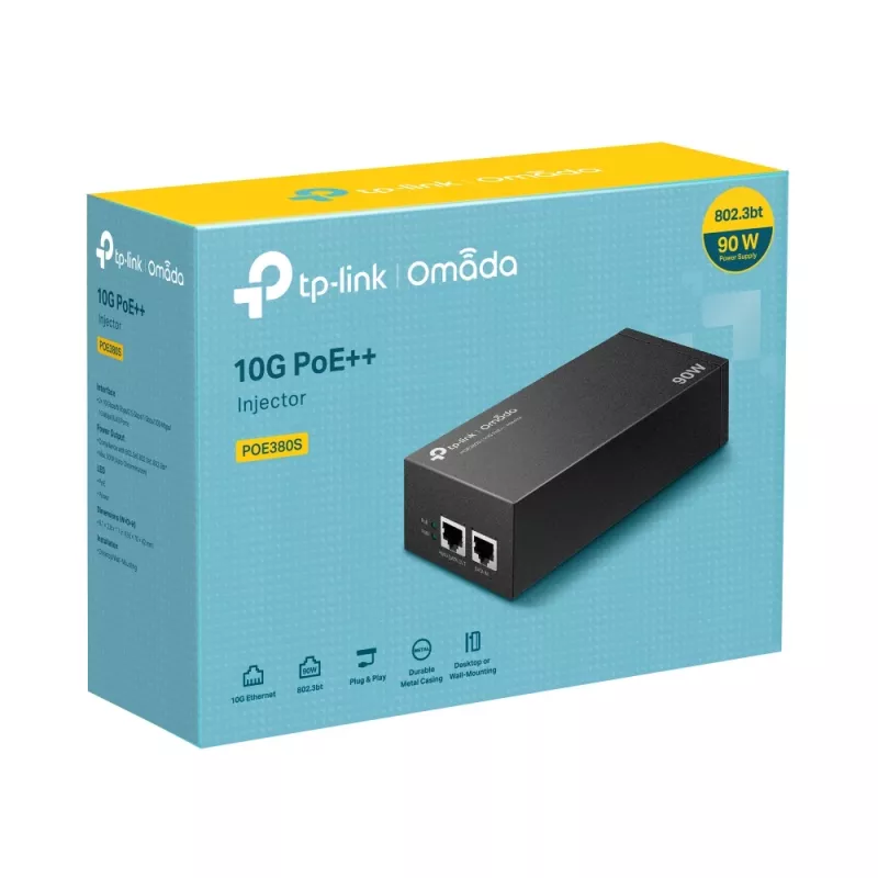 PoE-injector TP-Link Omada POE380S 10 Gigabit Ethernet 100-240V zwart