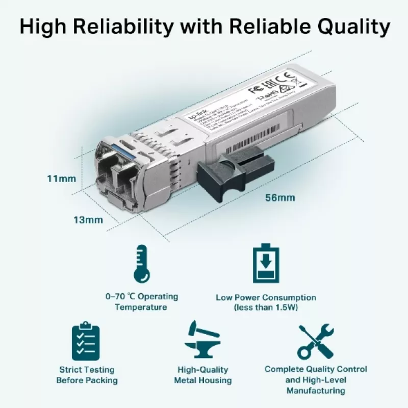 TP-Link SM5110-LR netwerk-transceivermodule glasvezel 10000 Mbit/s SFP+ 1310 nm