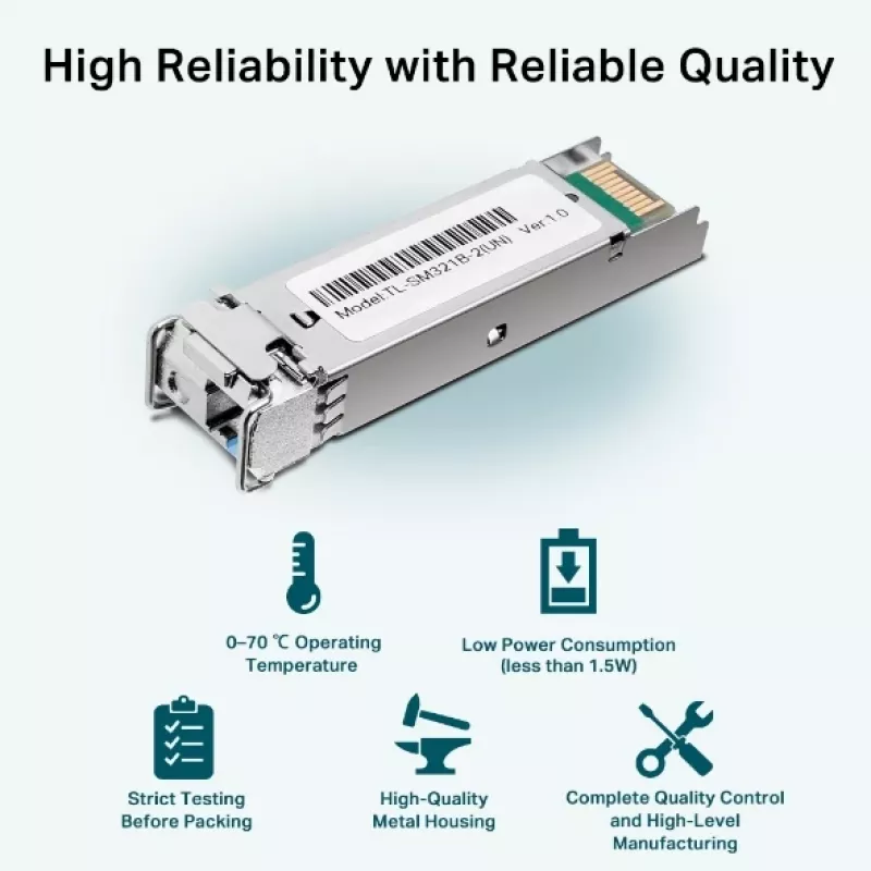 TP-Link Gigabit single-mode WDM bi-directionele SFP-module, glasvezel, 1250 Mbit/s, SFP, LC, 9/125 µm, BX