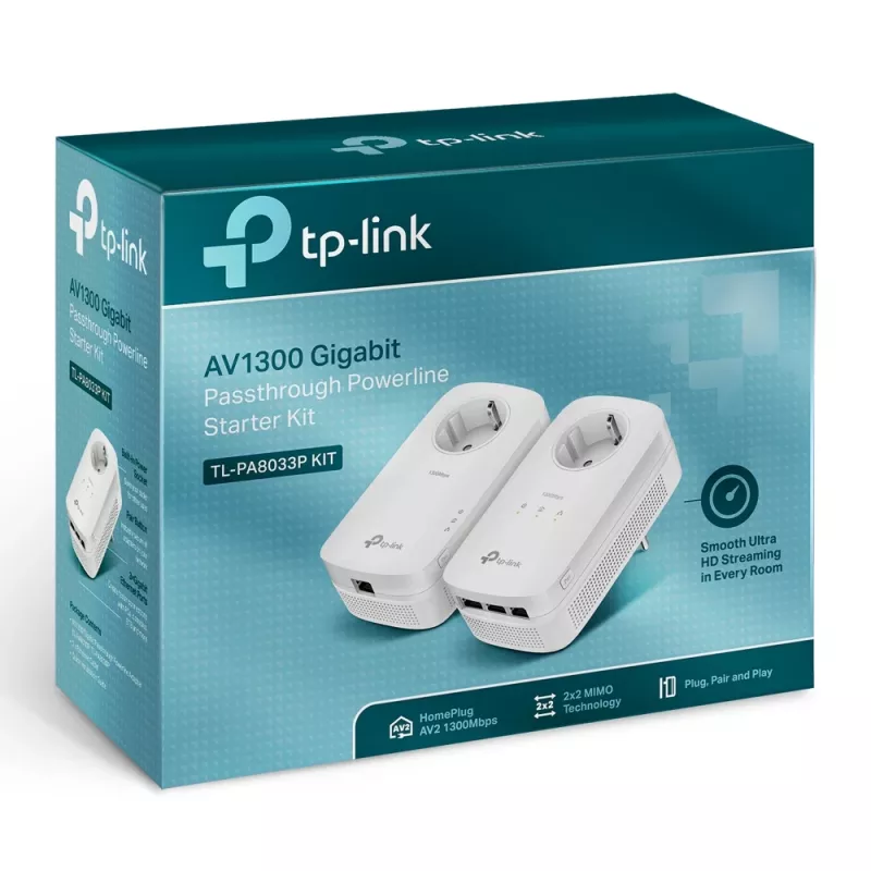 TP-Link TL-PA8033P KIT PowerLine-netwerkadapter 1300 Mbit/s Ethernet LAN wit 2 stuks