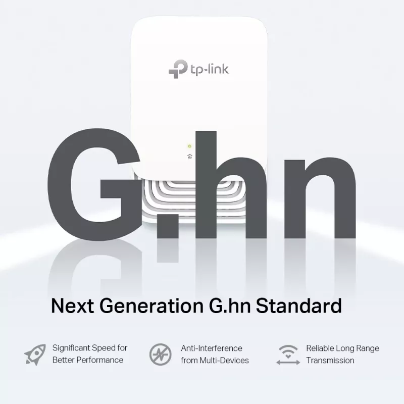 TP-Link G.hn1200 Powerline-kit, 607 Mbit/s, Gigabit Ethernet, 10,100,1000 Mbit/s, HomePlug AV2, 300 m, wit