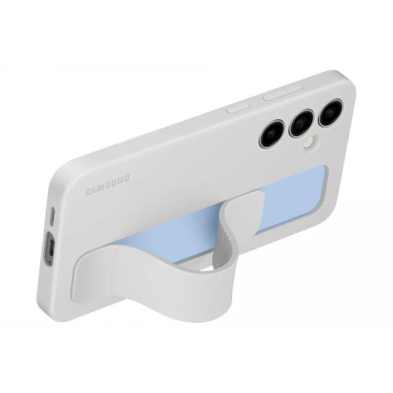 Cover Samsung Galaxy S24 FE monochromatisch grijs met tafelstandaard