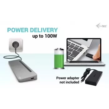 i-tec USB-C metalen ergonomische 3x 4K display dockingstation + Power Delivery 100 W