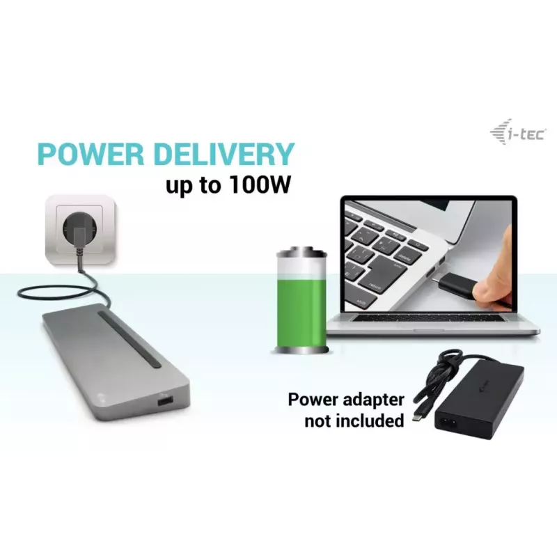 i-tec USB-C metalen ergonomische 3x 4K display dockingstation + Power Delivery 100 W
