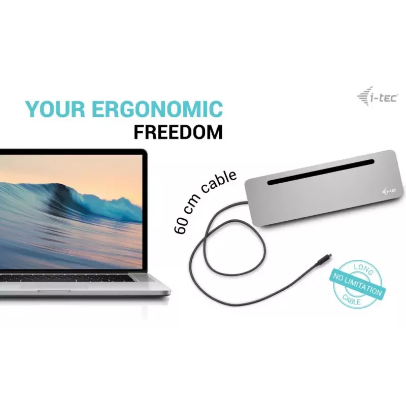 i-tec USB-C metalen ergonomische 3x 4K display dockingstation + Power Delivery 100 W