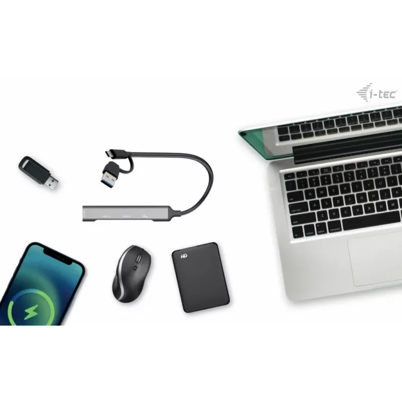 i-tec USB-C/USB-A metalen HUB 1x USB 3.0 + 3x USB 2.0