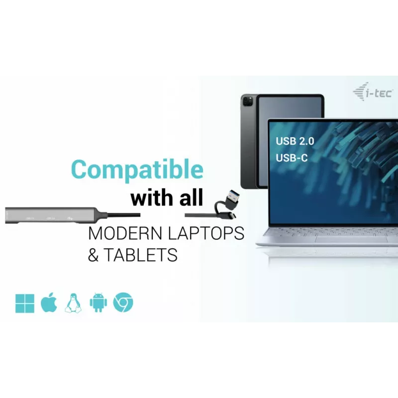 i-tec USB-C/USB-A metalen HUB 1x USB 3.0 + 3x USB 2.0