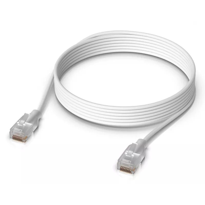 Netwerk-patchkabel UBIQUITI UACC-Cable-Patch-EL-3M-W – Cat6, 3 m, 2,5 GbE, PoE++ (4PPoE), wit
