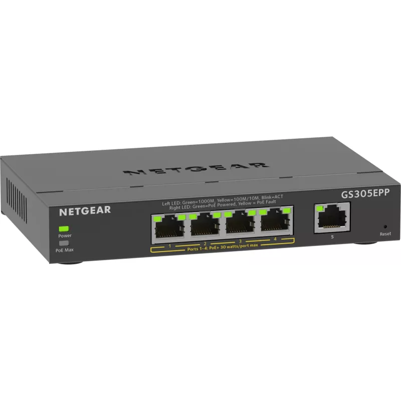 NETGEAR 5-poorts Gigabit Ethernet managed switch (GS305EPP)
