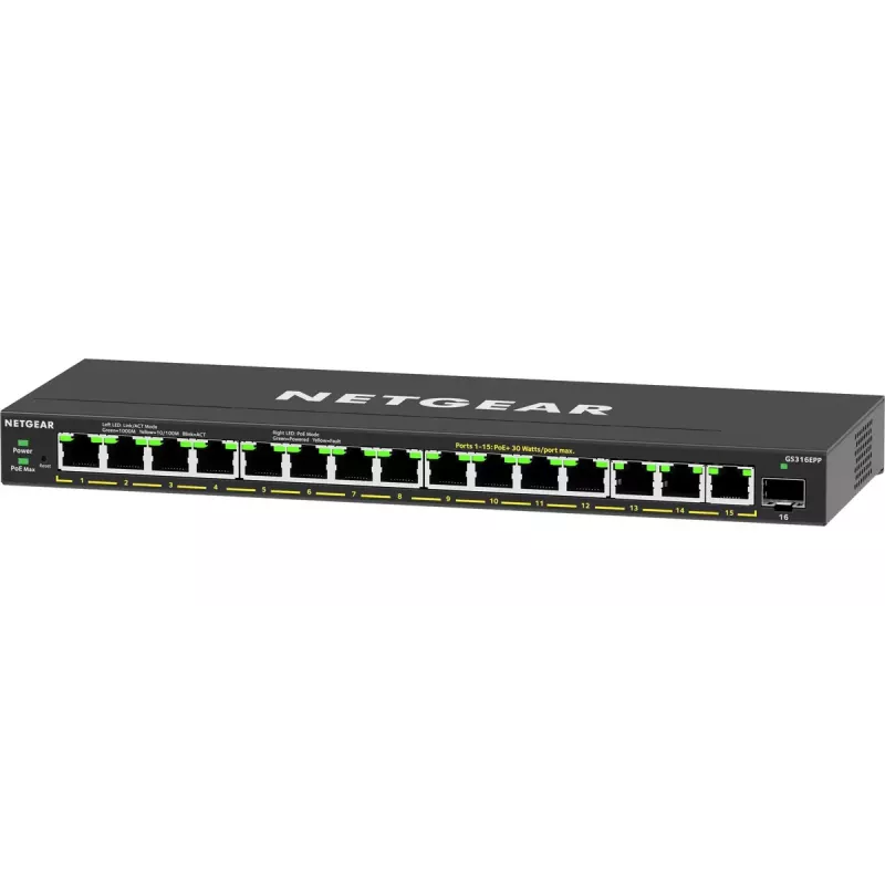 Managed switch NETGEAR GS316EPP 16-poorts PoE+ Gigabit Ethernet